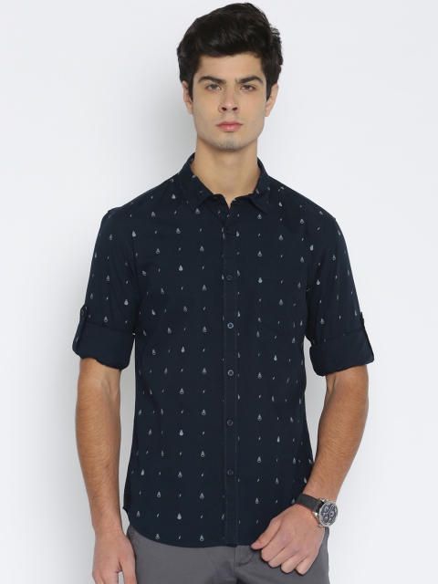 

HIGHLANDER Men Navy Blue Printed Casual Shirt