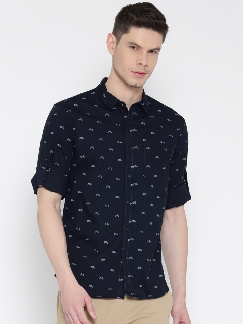 

HIGHLANDER Men Navy Blue Slim Fit Printed Casual Shirt