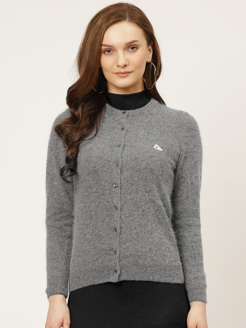 

Monte Carlo Women Charcoal Grey Solid Fuzzy Cardigan