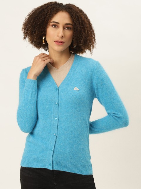 

Monte Carlo Women Blue Solid Cardigan with Fuzzy Detail