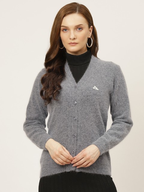 

Monte Carlo Women Grey Solid Fuzzy Cardigan