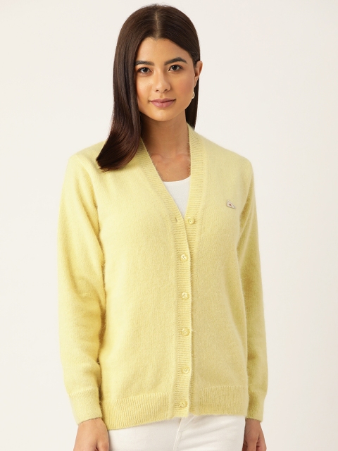 

Monte Carlo Women Yellow Solid Fuzzy Cardigan