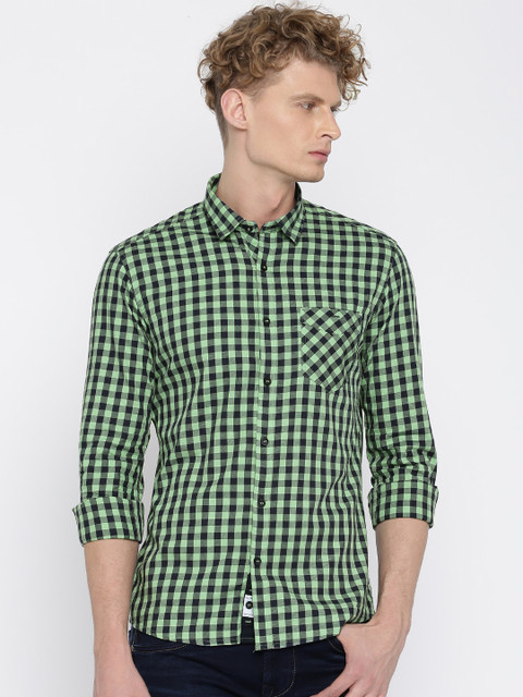 

Killer Men Green Slim Fit Checked Casual Shirt