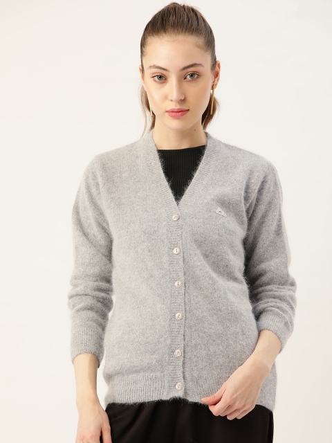 

Monte Carlo Women Grey Solid Wool Cardigan