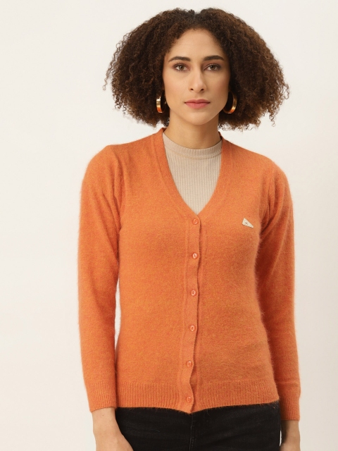 

Monte Carlo Women Orange Solid Cardigan with Fuzzy Detail