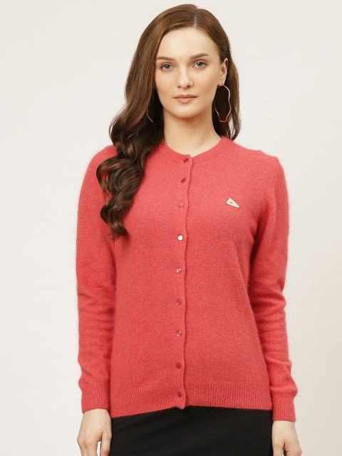 

Monte Carlo Women Coral Red Solid Fuzzy Cardigan