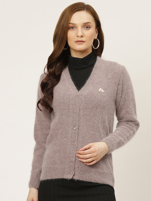 

Monte Carlo Women Beige Solid Fuzzy Cardigan