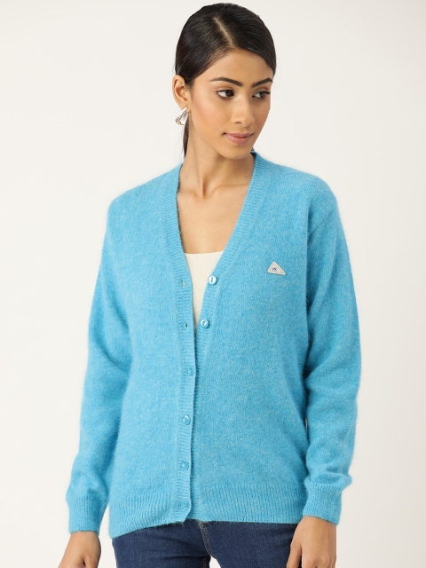 

Monte Carlo Women Blue Solid Fuzzy Cardigan