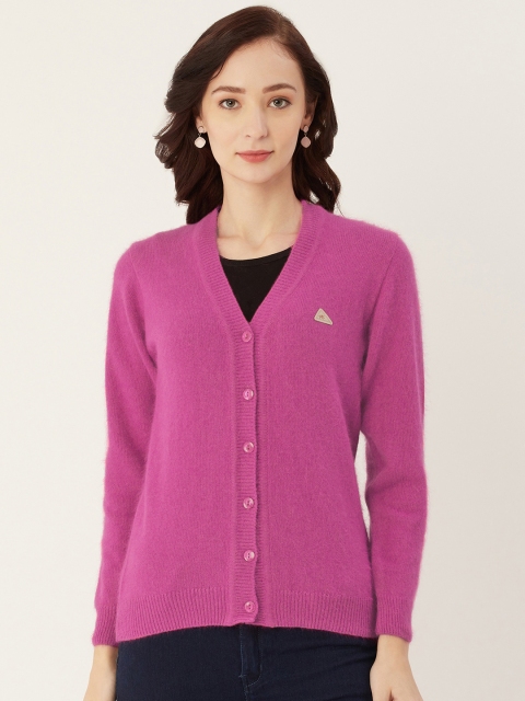 

Monte Carlo Women Magenta Solid Cardigan