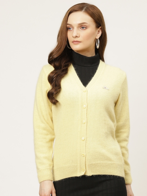 

Monte Carlo Women Yellow Solid Fuzzy Cardigan