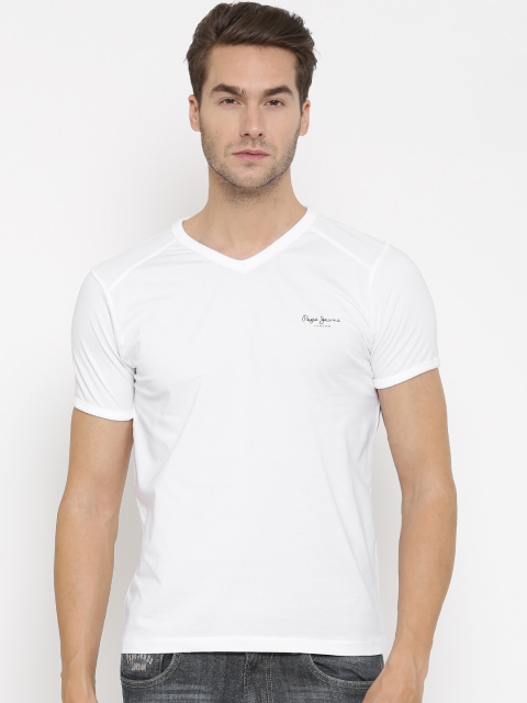 

Pepe Jeans Men White Solid T-Shirt