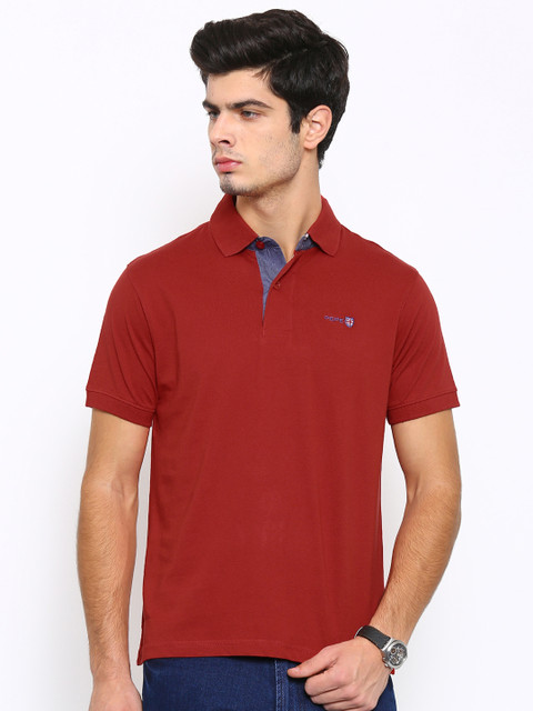 

Pepe Jeans Men Red Solid Polo Collar T-Shirt