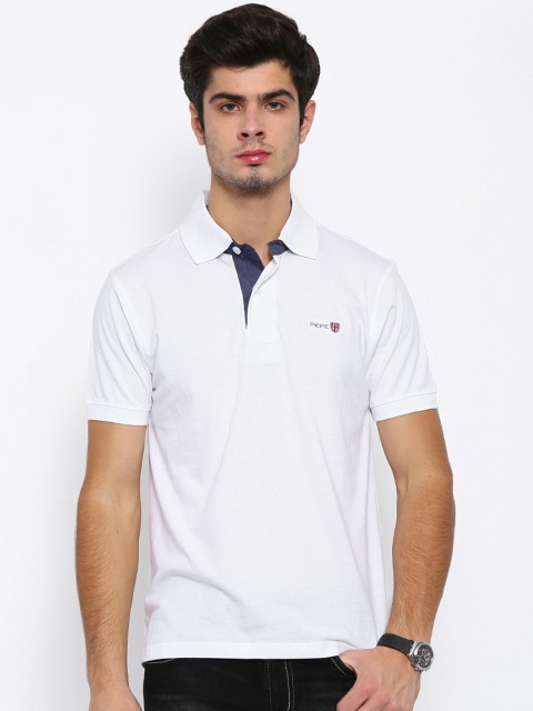 

Pepe Jeans Men White Solid Polo T-Shirt