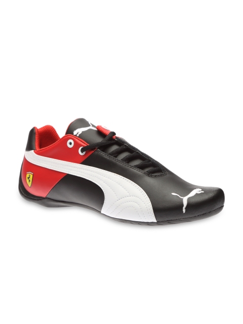 

PUMA Men Black & Red Colourblocked Leather Sneakers