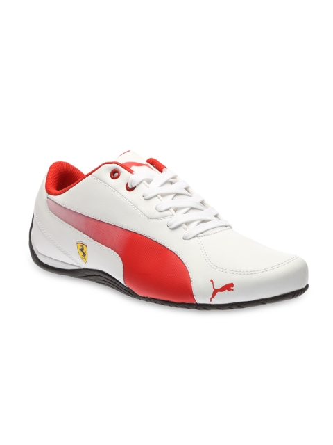 

PUMA Men White & Red Colourblocked Leather Sneakers