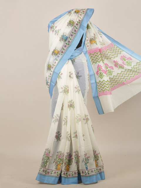 

Pothys White & Pink Floral Saree