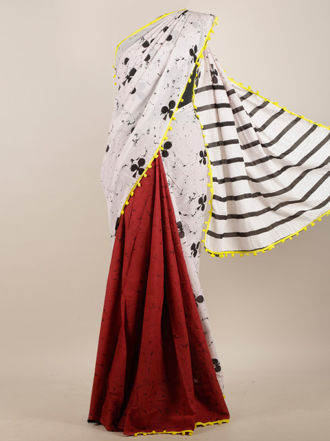

Pothys White & Red Floral Saree