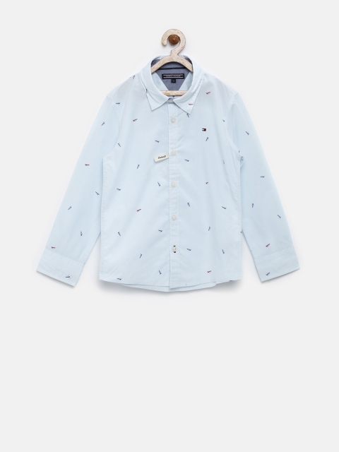 

Tommy Hilfiger Boys Blue Printed Custom Fit Shirt