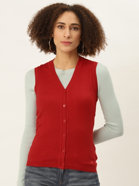 

Monte Carlo Women Red Solid Cardigan