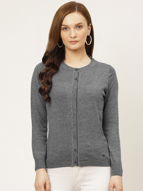 

Monte Carlo Women Charcoal Grey Solid Cardigan