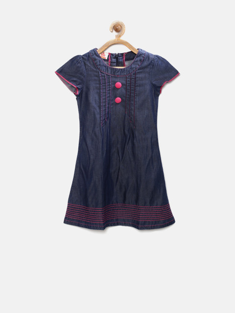 

UNDER FOURTEEN ONLY Girls Blue Denim A-Line Dress