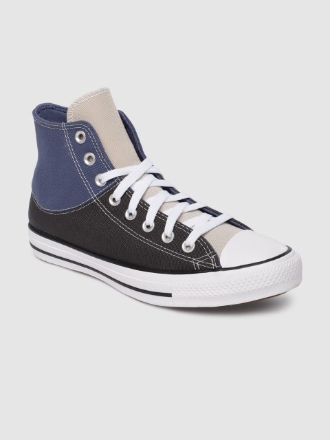 

Converse Men Grey Colourblocked High-Top Chuck Taylor All Star Upper/Tongue Split Sneakers