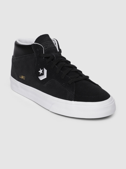 

Converse Men Black Solid Leather Sneakers