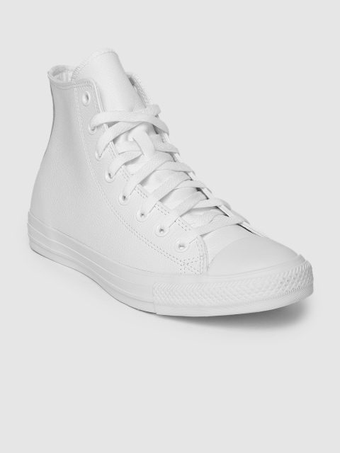 

Converse Men White Solid Leather Mid-Top Sneakers