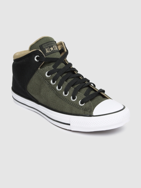 

Converse Men Olive Green & Black Colourblocked Sneakers