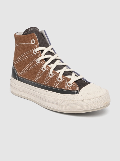 

Converse Men Brown & Blue Textured High-Top Sneakers
