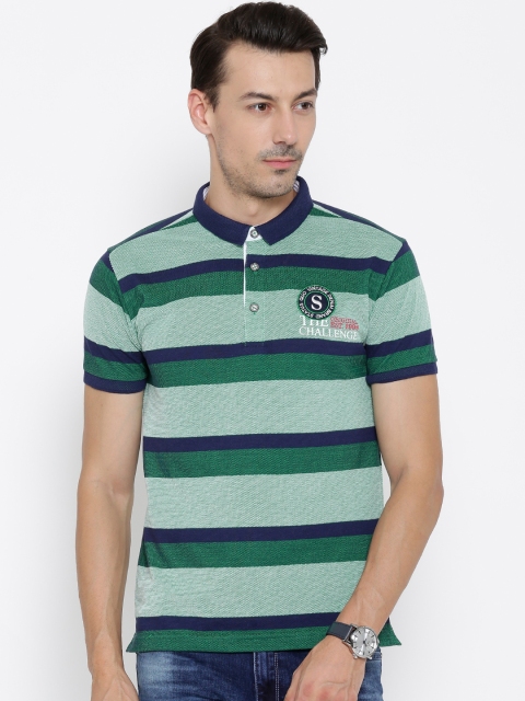 

Status Quo Men Green Striped Polo T-shirt
