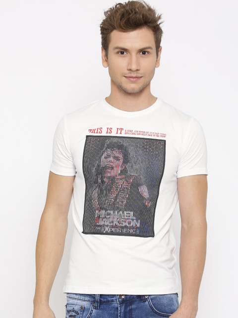 

Status Quo White Printed Slim Fit T-shirt