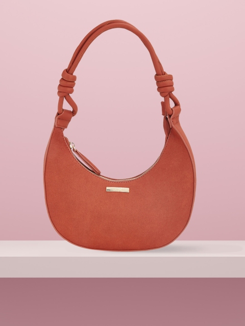

Forever Glam by Pantaloons Orange Half Moon Hobo Bag