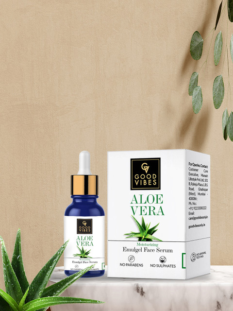 

Good Vibes Aloe Vera Moisturising Emulgel Face Serum 10 ml, White