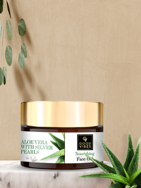 

Good Vibes Aloe Vera Nourishing Face Gel with Silver Pearls - 50 g, Transparent