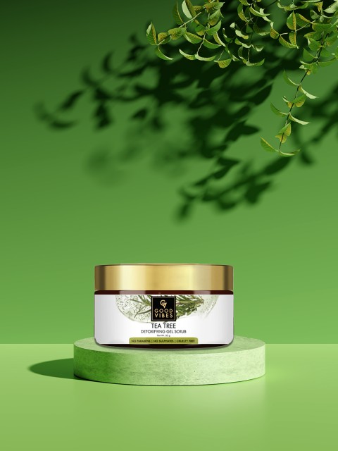 

Good Vibes Unisex Tea Tree Detoxifying Gel Scrub - 50 g, White