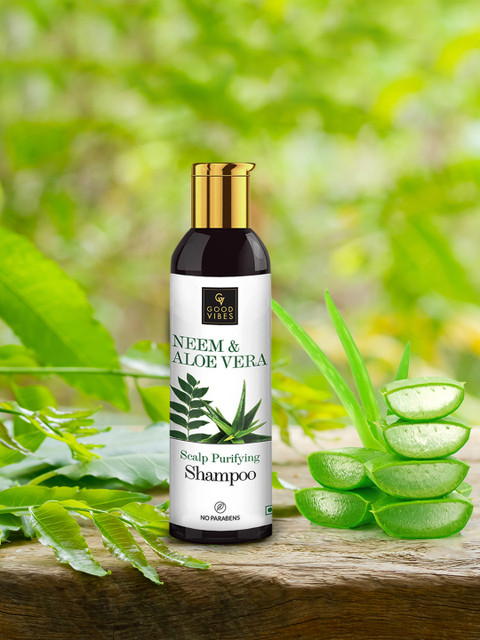 

Good Vibes Unisex Neem And Aloe Vera Scalp Purifying Shampoo 200 ml, Black