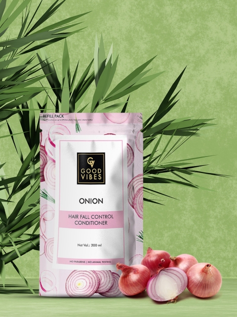 

Good Vibes Unisex OnionHair Fall Control Conditioner Refill Pack 200 ml, Pink
