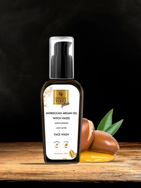 

Good Vibes Plus Moroccan Argan Oil & Witch Hazel Moisturising Anti-Acne Face Wash 100 ml, White