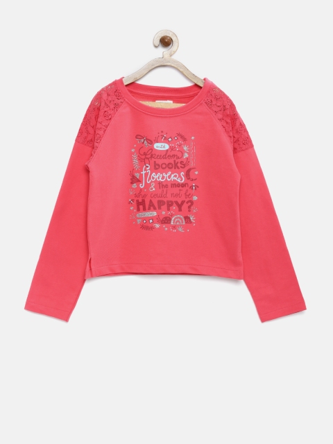 

Elle Kids Girls Coral Pink Printed Sweatshirt