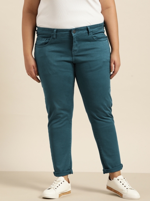 

Sztori Women Plus Size Teal Skinny Fit Stretchable Jeans