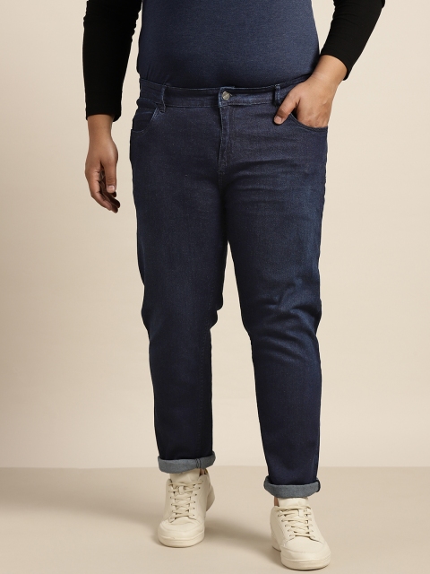 

Sztori Men Plus Size Navy Blue Slim-Tapered Fit Stretchable Jeans