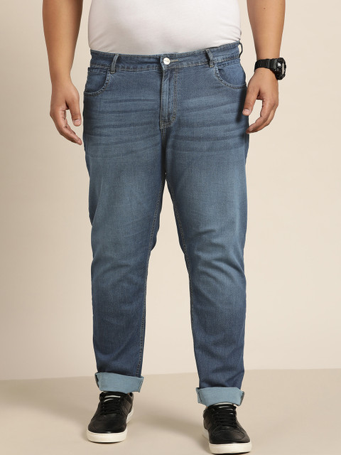 

Sztori Men Plus Size Blue Slim Tapered Fit Light Fade Stretchable Jeans