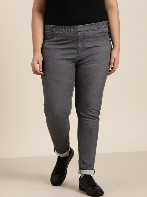 

Sztori Plus Size Women Charcoal Grey Skinny Fit Solid Jeggings