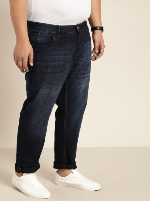 

Sztori Men Plus Size Navy Blue Slim Tapered Fit Light Fade Stretchable Jeans