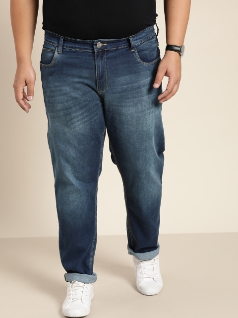 

Sztori Men Plus Size Navy Blue Slim Tapered Fit Light Fade Stretchable Jeans