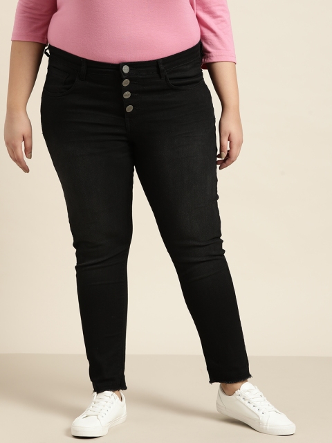 

Sztori Women Plus Size Black Skinny Fit Stretchable Jeans