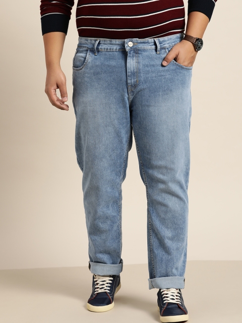 

Sztori Men Plus Size Blue Slim Tapered Fit Light Fade Stretchable Jeans
