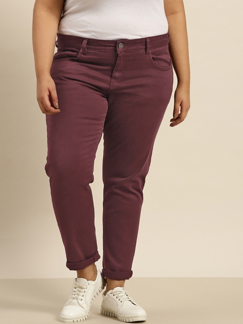 

Sztori Plus Size Women Burgundy Skinny Fit Stretchable Jeans