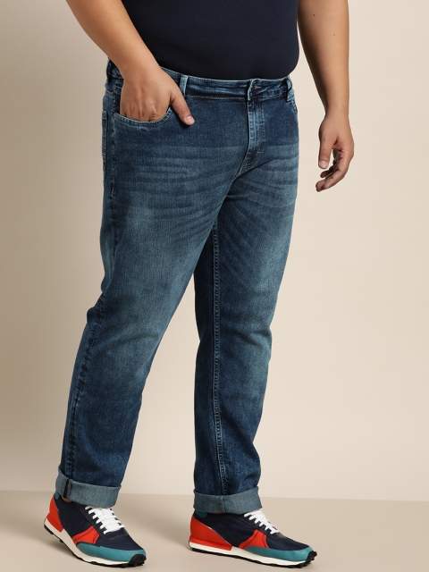 

Sztori Men Plus Size Navy Blue Slim Tapered Fit Heavy Fade Stretchable Jeans